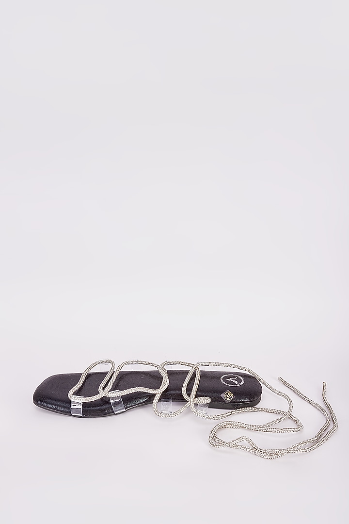 Black Synthetic Flats by Sana K Luxurious Footwear at Pernia's Pop Up Shop