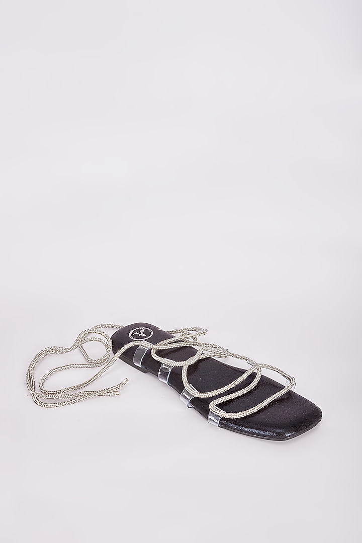 Black Synthetic Flats by Sana K Luxurious Footwear at Pernia's Pop Up Shop