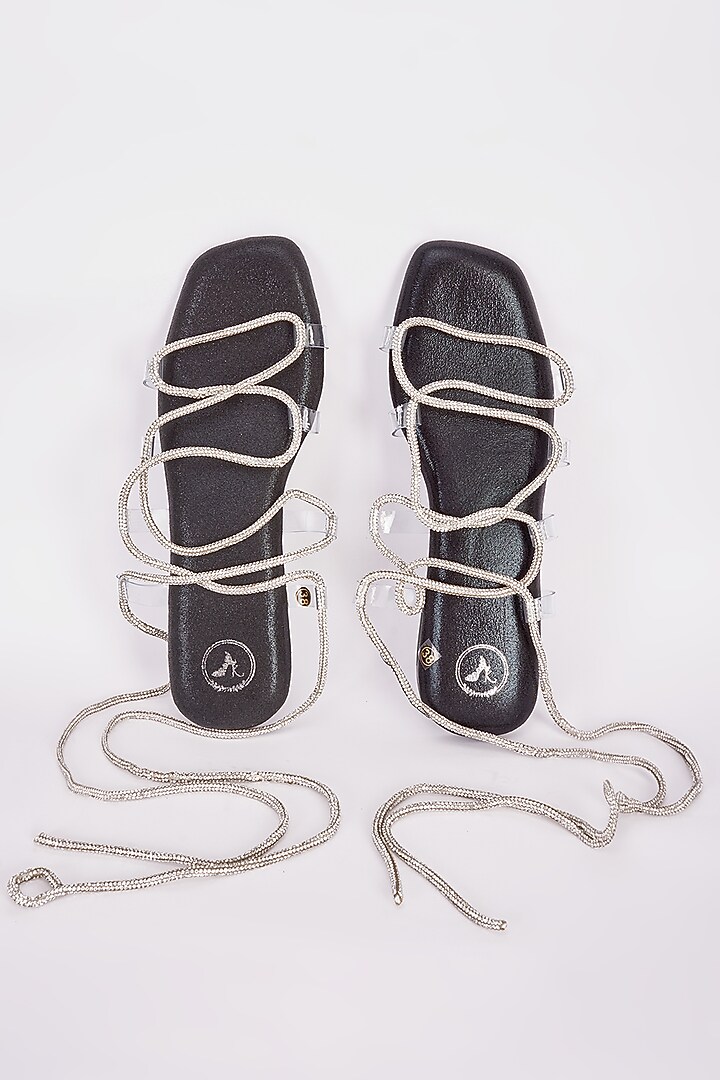 Black Synthetic Flats by Sana K Luxurious Footwear at Pernia's Pop Up Shop