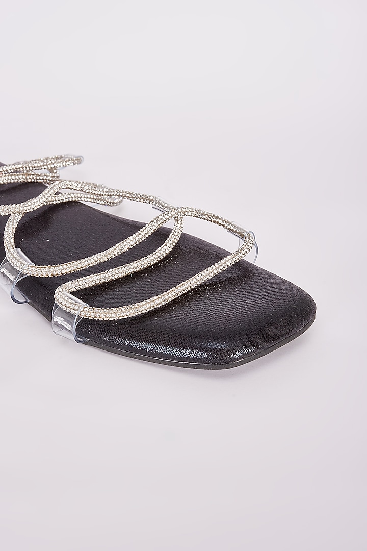 Black Synthetic Flats by Sana K Luxurious Footwear at Pernia's Pop Up Shop