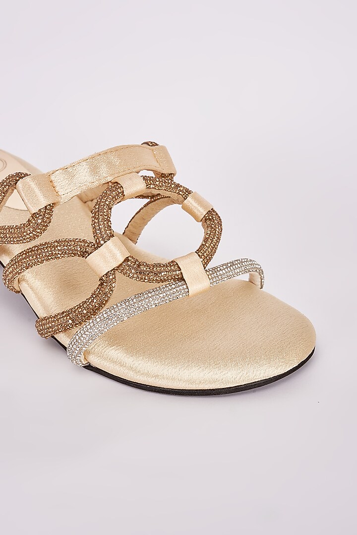 Gold Synthetic Heels by Sana K Luxurious Footwear at Pernia's Pop Up Shop