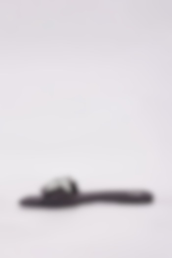 Black Synthetic Flats by Sana K Luxurious Footwear at Pernia's Pop Up Shop