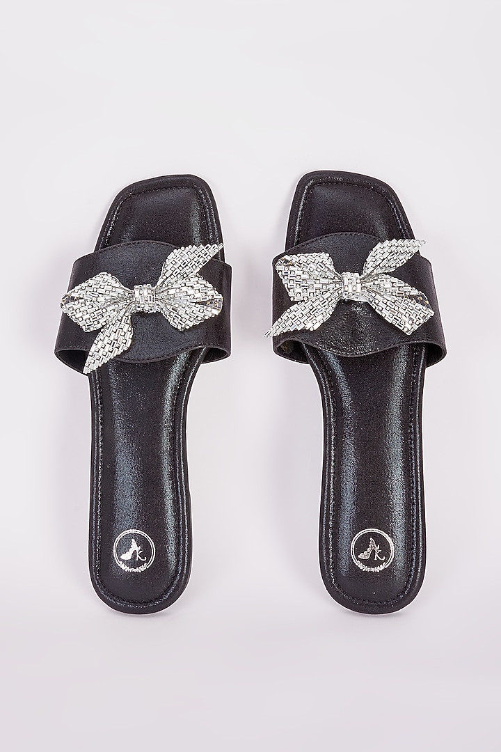 Black Synthetic Flats by Sana K Luxurious Footwear at Pernia's Pop Up Shop