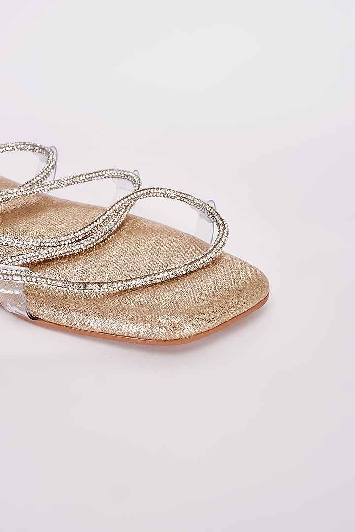 Gold Synthetic Flats by Sana K Luxurious Footwear at Pernia's Pop Up Shop