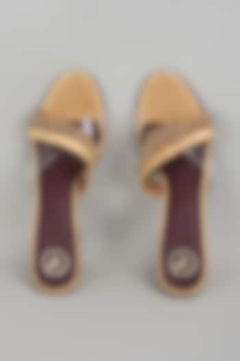 Gold Vegan Faux Leather Heels by Sana K Luxurious Footwear at Pernia's Pop Up Shop