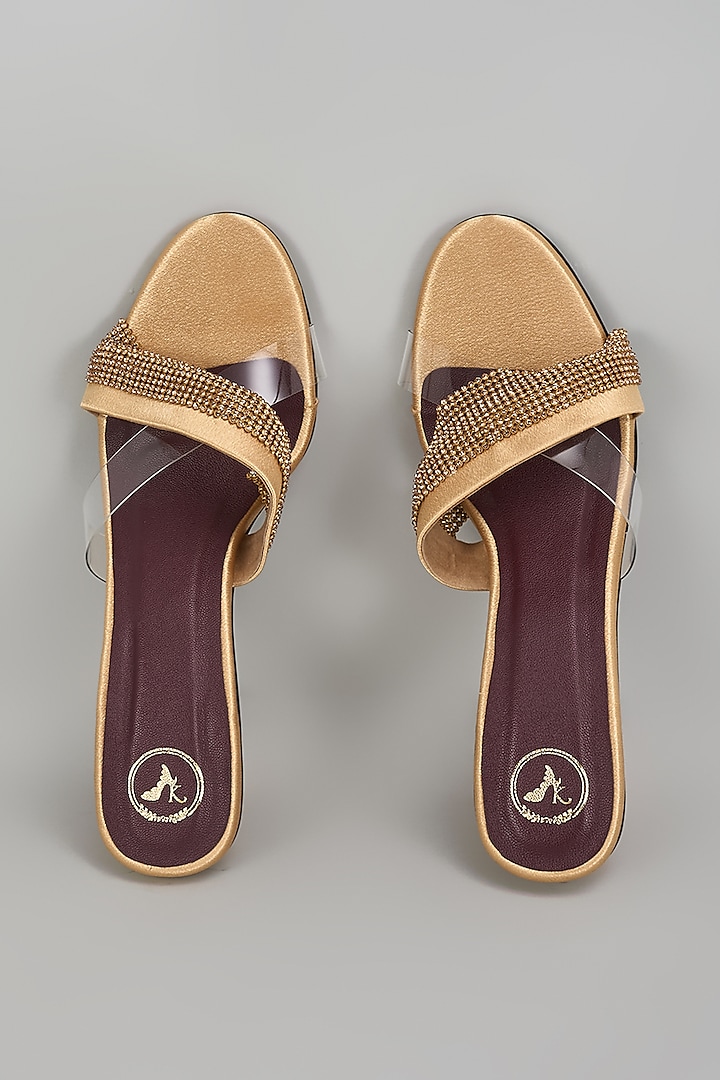 Gold Vegan Faux Leather Heels by Sana K Luxurious Footwear at Pernia's Pop Up Shop