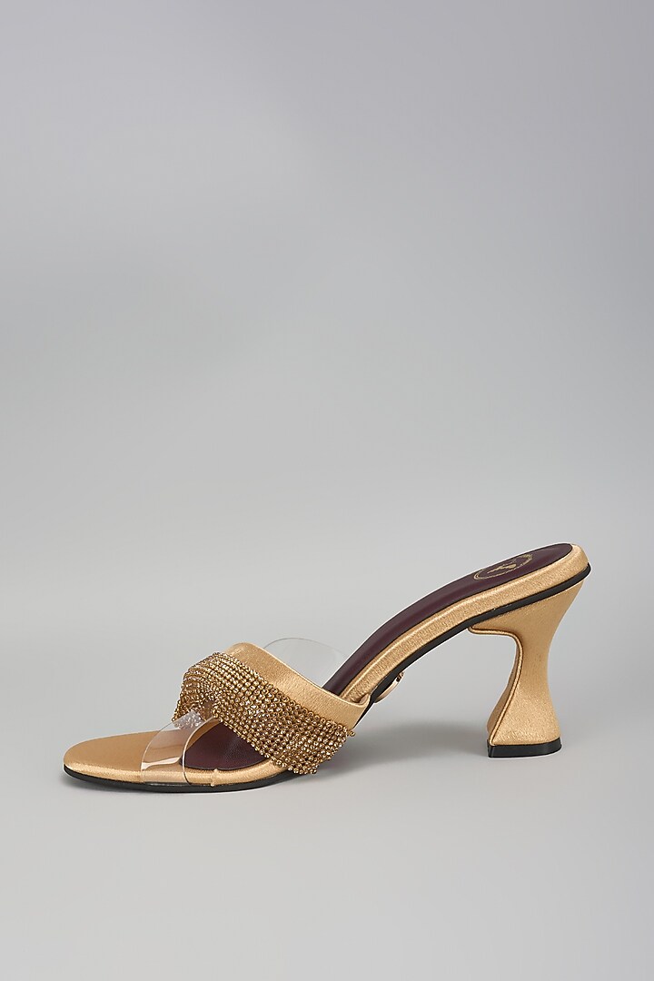 Gold Vegan Faux Leather Heels by Sana K Luxurious Footwear at Pernia's Pop Up Shop