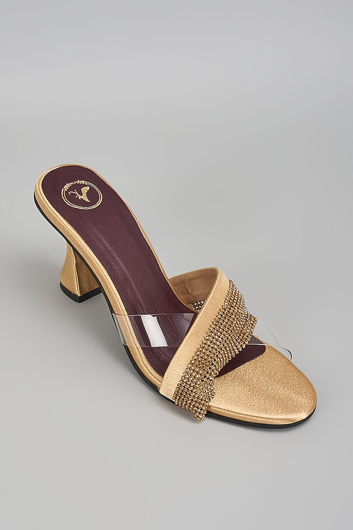 Gold Vegan Faux Leather Heels by Sana K Luxurious Footwear at Pernia's Pop Up Shop