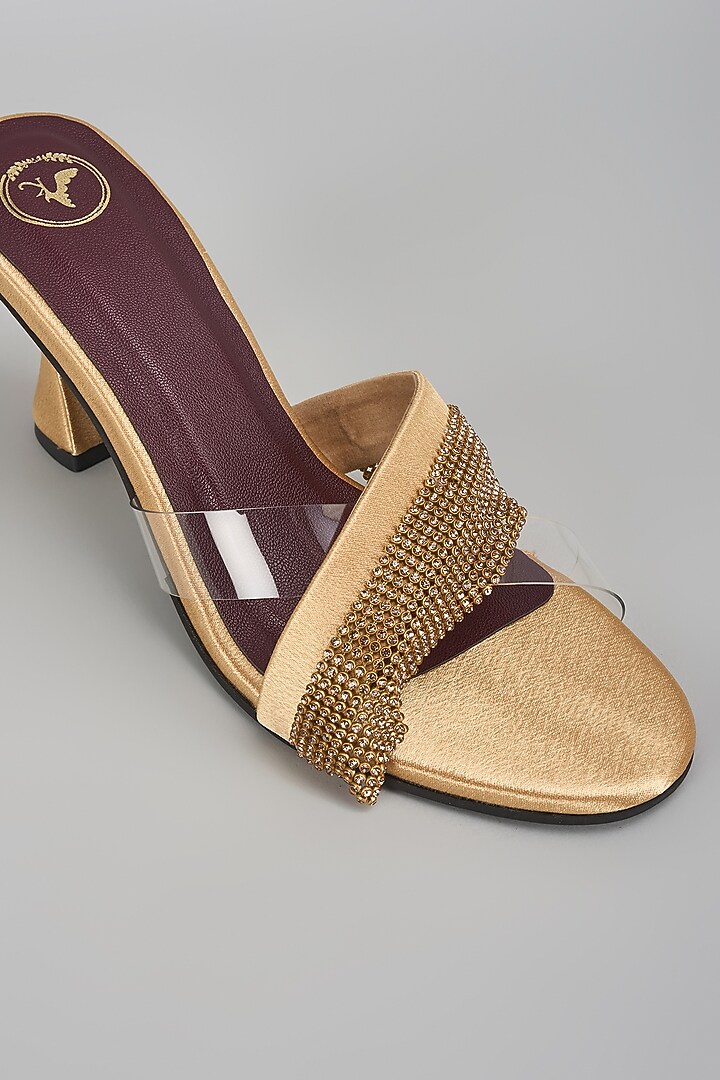 Gold Vegan Faux Leather Heels by Sana K Luxurious Footwear at Pernia's Pop Up Shop