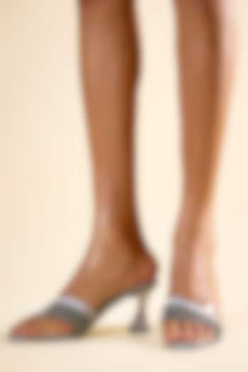 Grey Vegan Faux Leather Heels by Sana K Luxurious Footwear at Pernia's Pop Up Shop