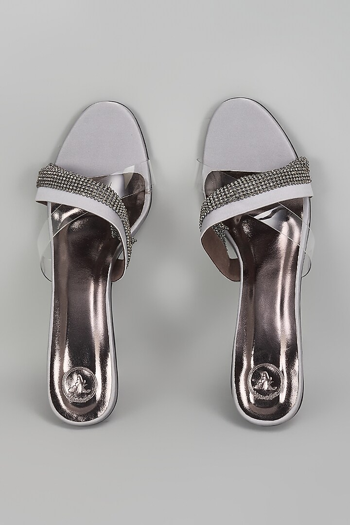 Grey Vegan Faux Leather Heels by Sana K Luxurious Footwear at Pernia's Pop Up Shop