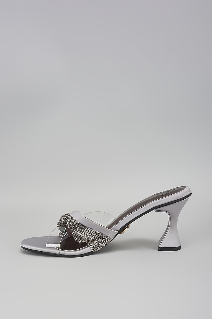Grey Vegan Faux Leather Heels by Sana K Luxurious Footwear at Pernia's Pop Up Shop