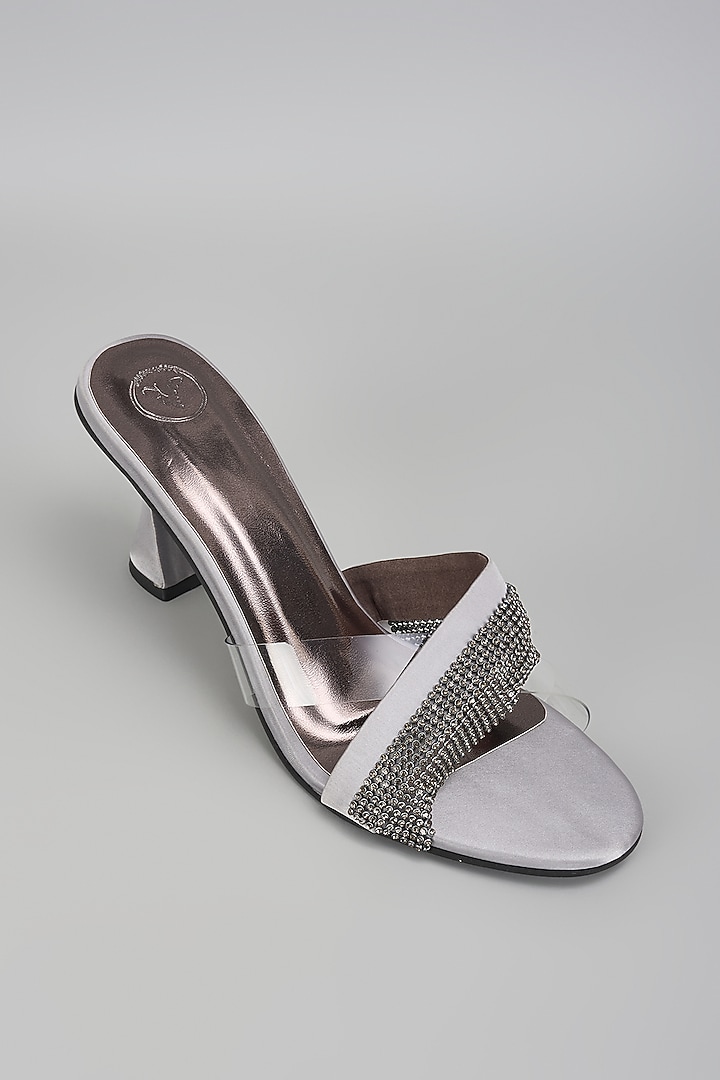 Grey Vegan Faux Leather Heels by Sana K Luxurious Footwear at Pernia's Pop Up Shop