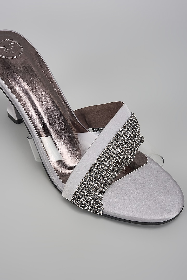 Grey Vegan Faux Leather Heels by Sana K Luxurious Footwear at Pernia's Pop Up Shop