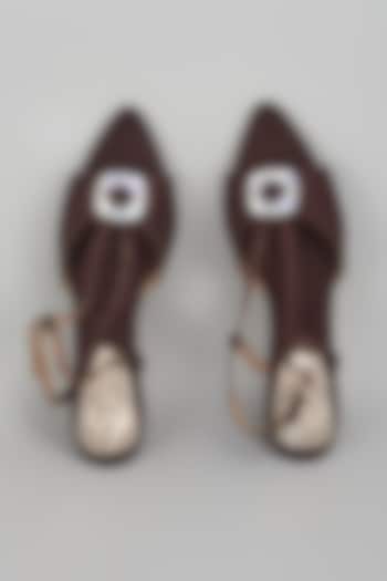 Brown Vegan Faux Leather Heels by Sana K Luxurious Footwear at Pernia's Pop Up Shop
