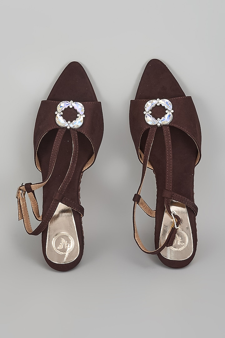 Brown Vegan Faux Leather Heels by Sana K Luxurious Footwear at Pernia's Pop Up Shop