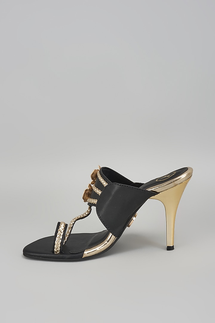 Black Vegan Faux Leather Heels by Sana K Luxurious Footwear at Pernia's Pop Up Shop