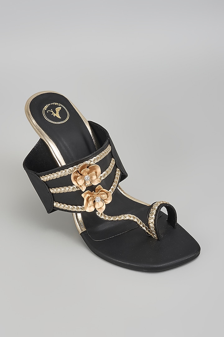 Black Vegan Faux Leather Heels by Sana K Luxurious Footwear at Pernia's Pop Up Shop