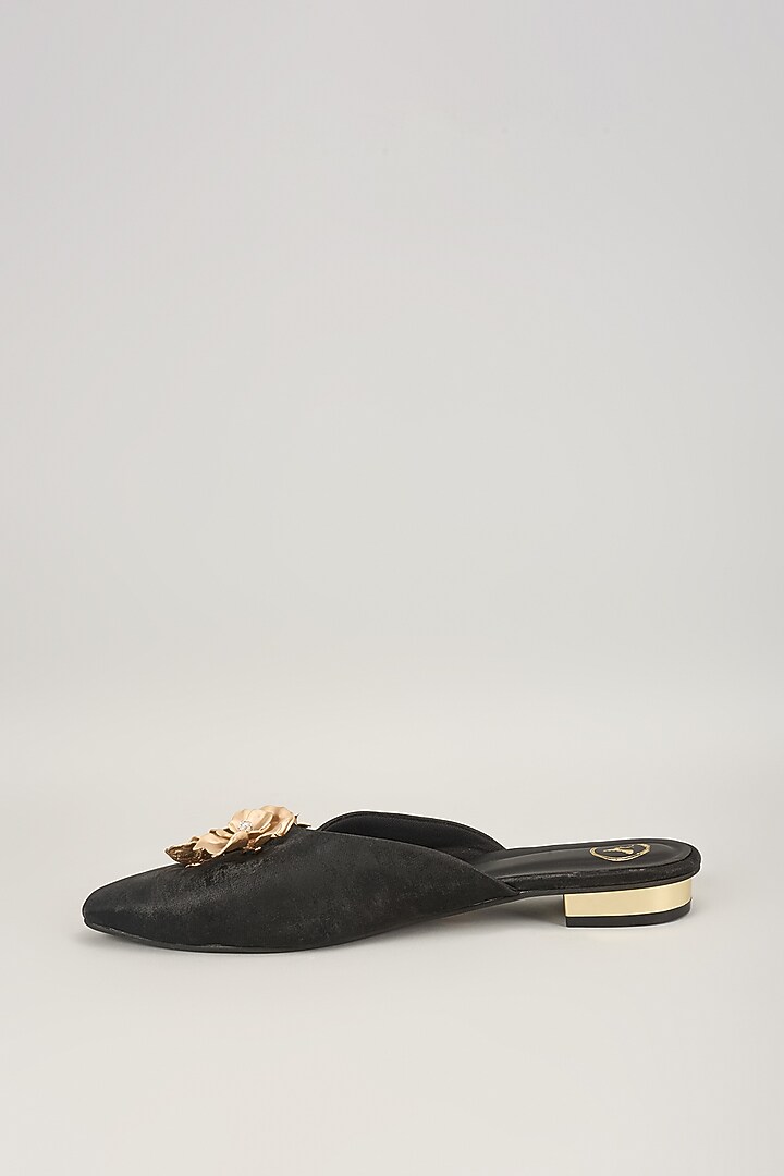 Black Vegan Satin Kitten Heels by Sana K Luxurious Footwear at Pernia's Pop Up Shop