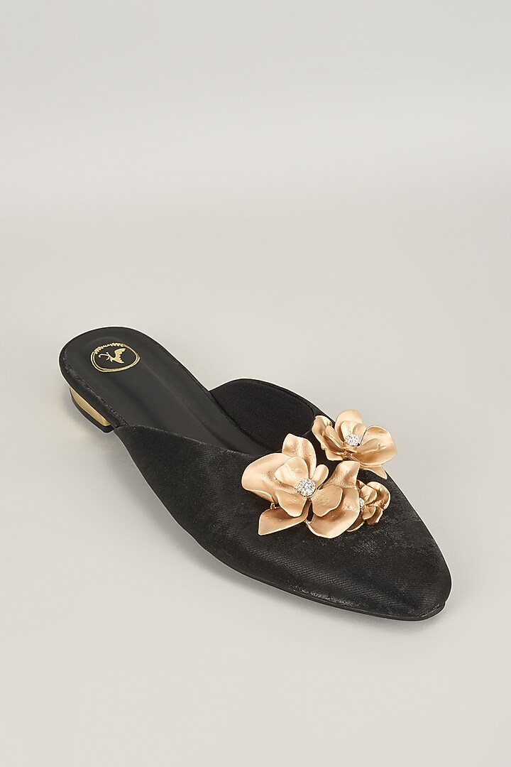 Black Vegan Satin Kitten Heels by Sana K Luxurious Footwear at Pernia's Pop Up Shop