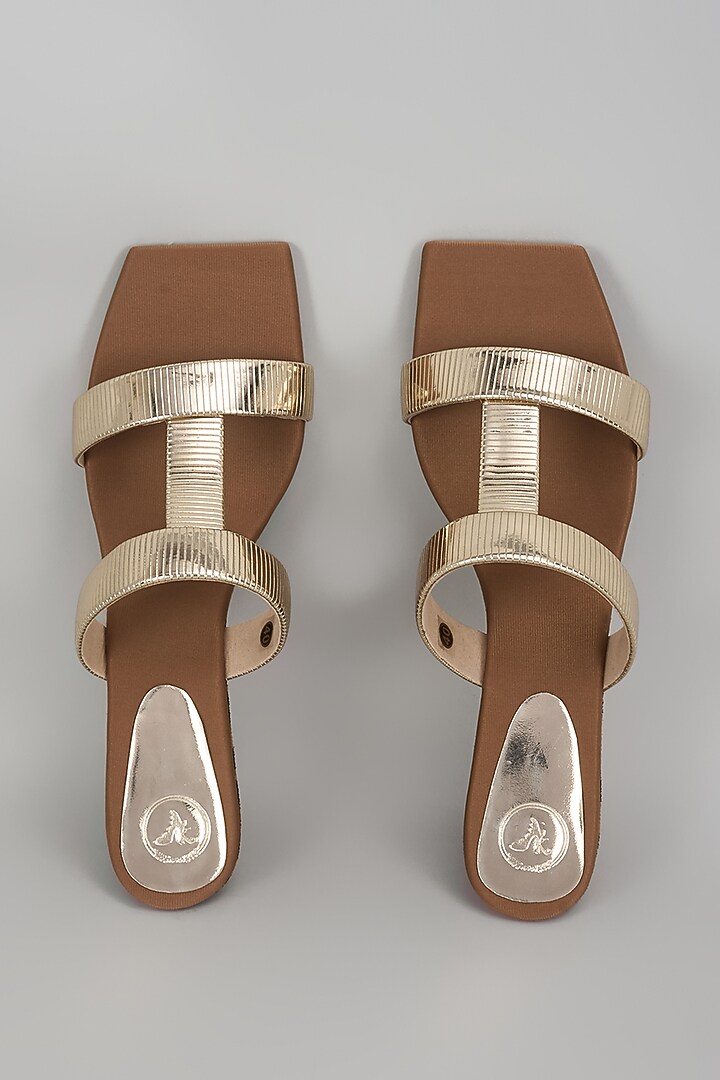 Gold Vegan Faux Leather Heels by Sana K Luxurious Footwear at Pernia's Pop Up Shop