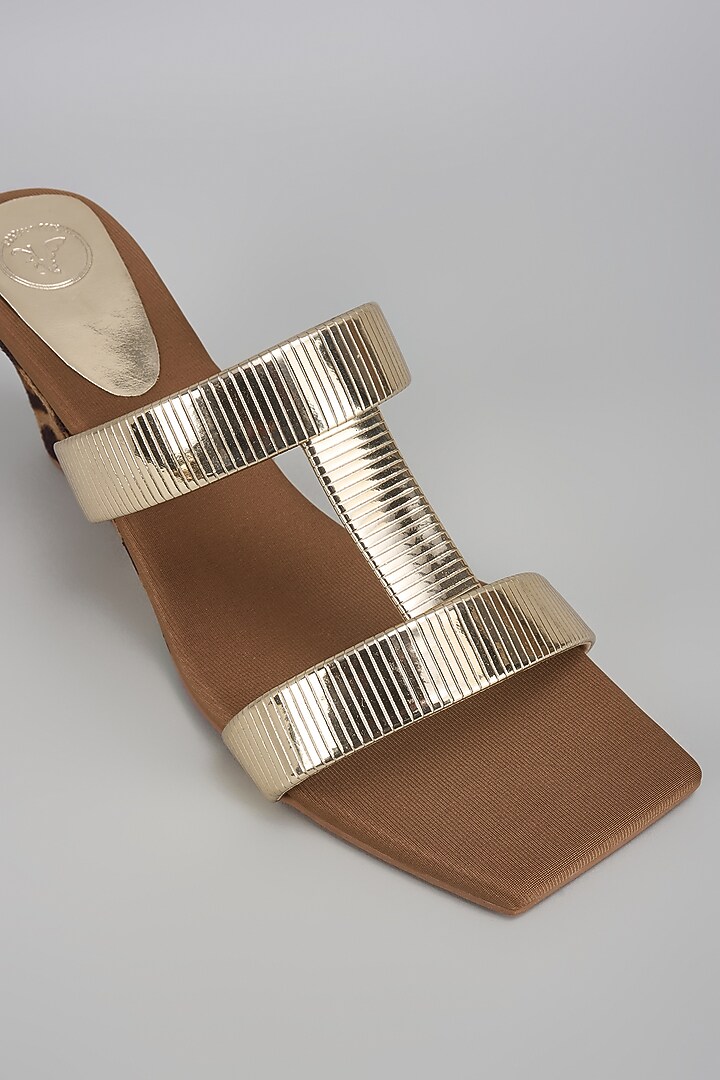 Gold Vegan Faux Leather Heels by Sana K Luxurious Footwear at Pernia's Pop Up Shop
