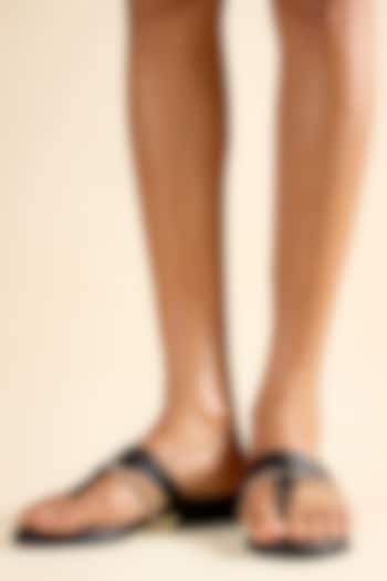 Black Vegan Faux Leather Flats by Sana K Luxurious Footwear at Pernia's Pop Up Shop