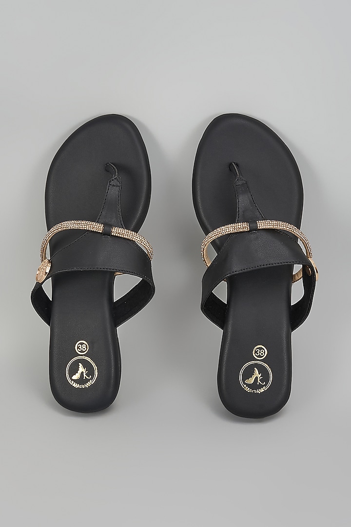 Black Vegan Faux Leather Flats by Sana K Luxurious Footwear at Pernia's Pop Up Shop