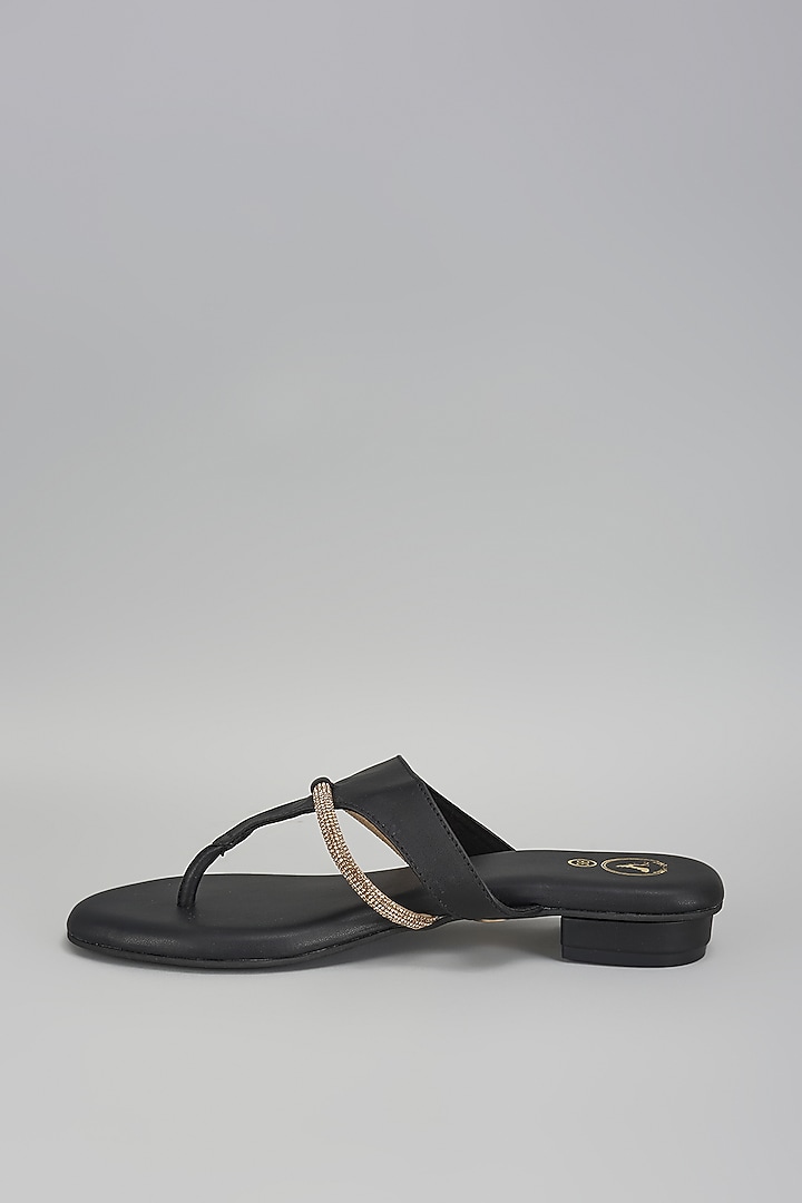 Black Vegan Faux Leather Flats by Sana K Luxurious Footwear at Pernia's Pop Up Shop