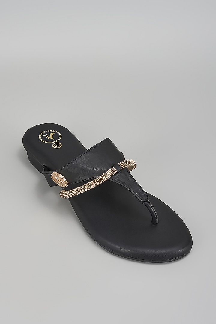 Black Vegan Faux Leather Flats by Sana K Luxurious Footwear at Pernia's Pop Up Shop