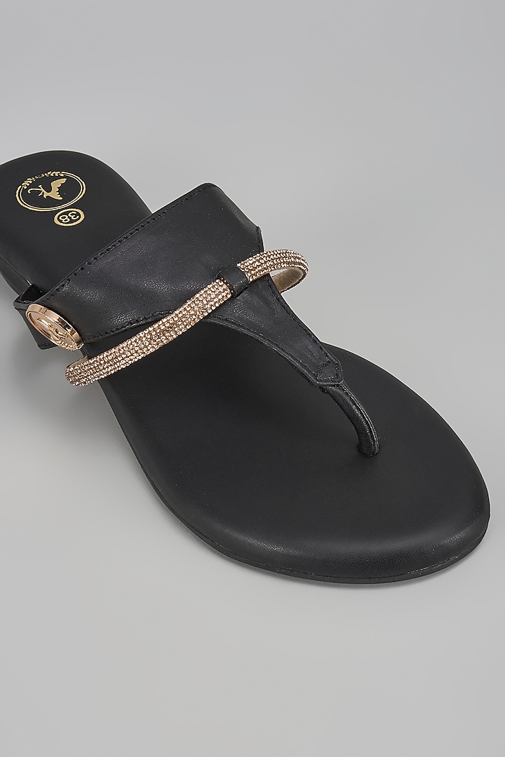 Black Vegan Faux Leather Flats by Sana K Luxurious Footwear at Pernia's Pop Up Shop