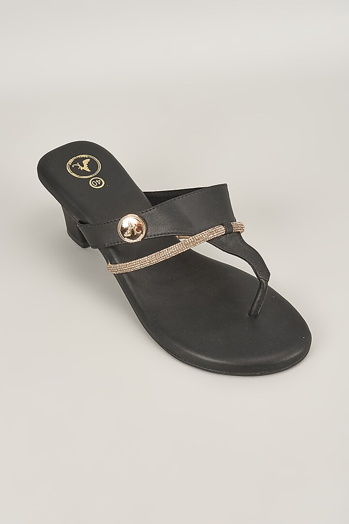 Black Vegan Satin Block Heels by Sana K Luxurious Footwear at Pernia's Pop Up Shop