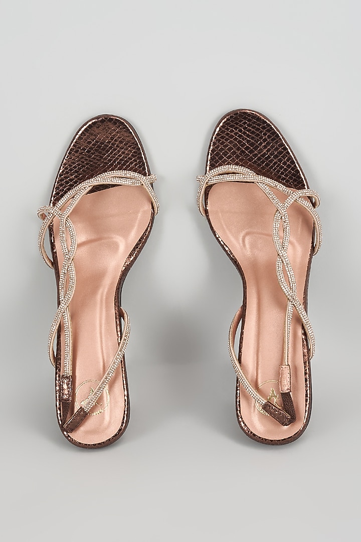 Brown Vegan Satin Heels by Sana K Luxurious Footwear at Pernia's Pop Up Shop