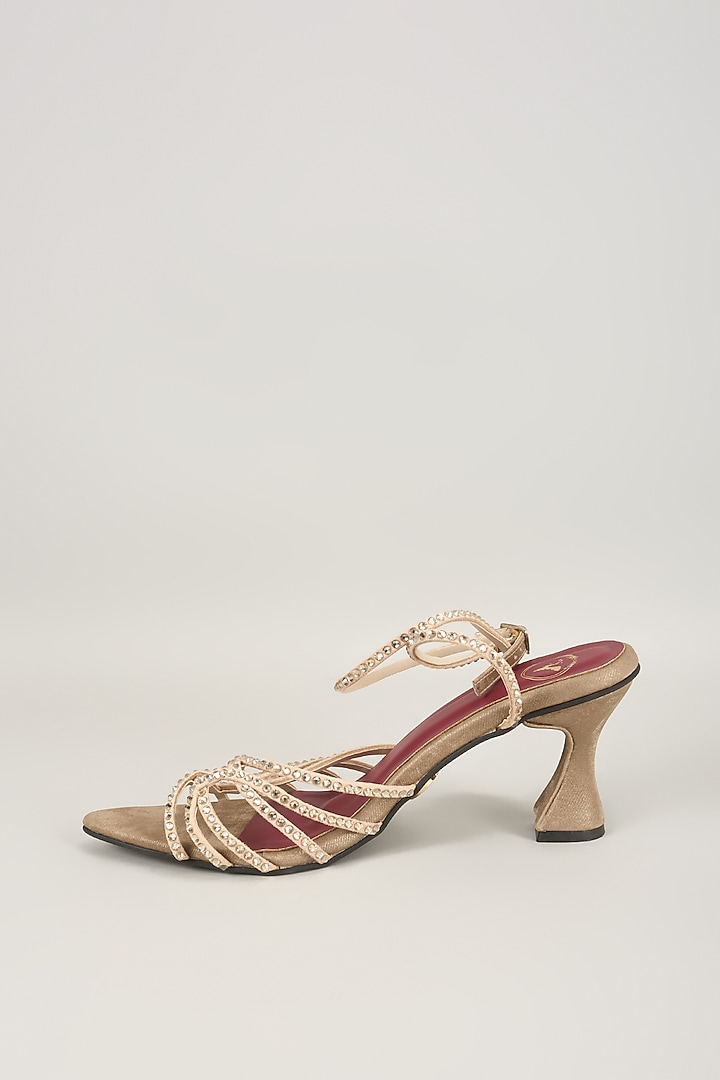 Beige Vegan Satin Heels by Sana K Luxurious Footwear at Pernia's Pop Up Shop