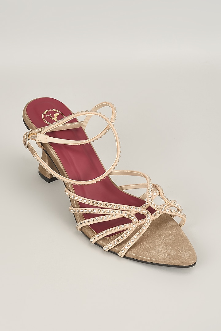 Beige Vegan Satin Heels by Sana K Luxurious Footwear at Pernia's Pop Up Shop