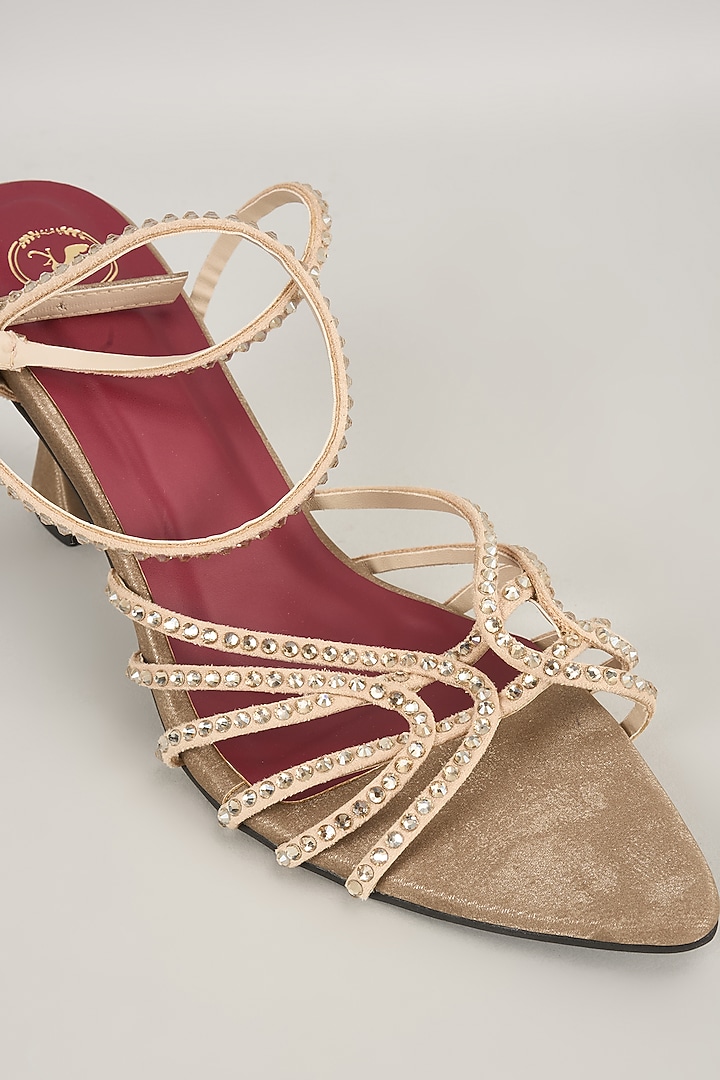 Beige Vegan Satin Heels by Sana K Luxurious Footwear at Pernia's Pop Up Shop