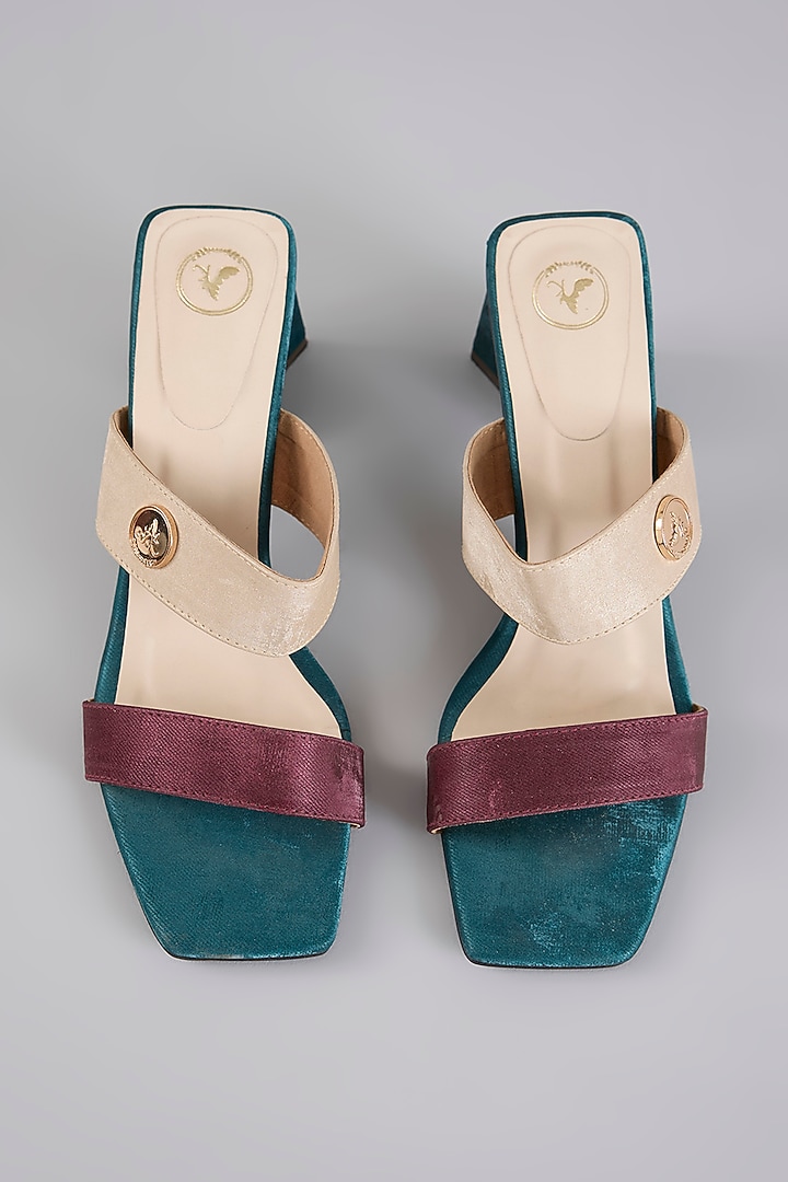 Green Faux Leather Heels by Sana K Luxurious Footwear at Pernia's Pop Up Shop