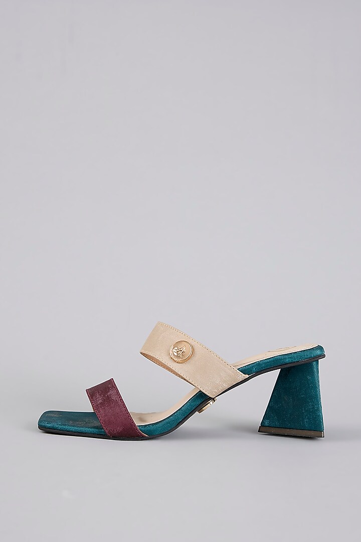 Green Faux Leather Heels by Sana K Luxurious Footwear at Pernia's Pop Up Shop