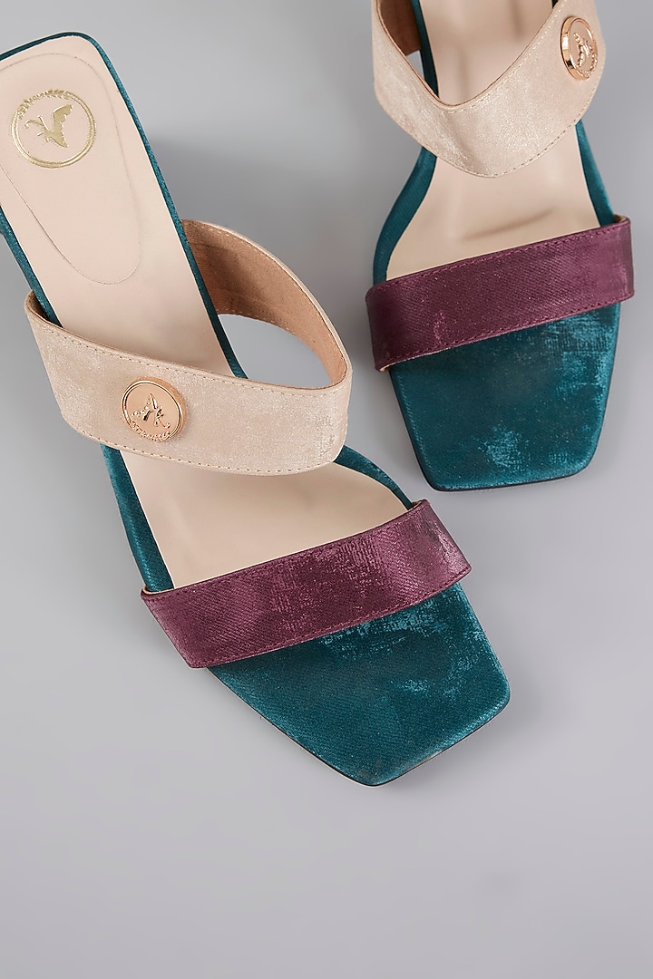 Green Faux Leather Heels by Sana K Luxurious Footwear at Pernia's Pop Up Shop