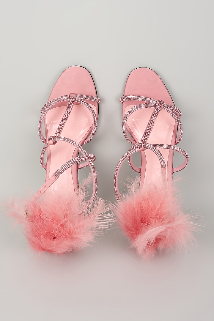 Pink Synthetic Fur Heels by Sana K Luxurious Footwear at Pernia's Pop Up Shop