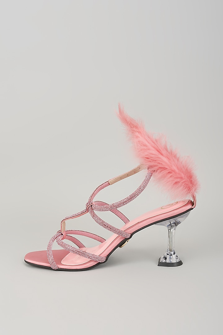Pink Synthetic Fur Heels by Sana K Luxurious Footwear at Pernia's Pop Up Shop