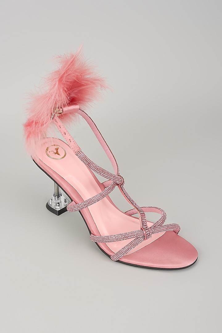 Pink Synthetic Fur Heels by Sana K Luxurious Footwear at Pernia's Pop Up Shop