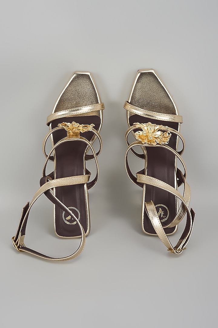 Gold Vegan Faux Leather Heels by Sana K Luxurious Footwear at Pernia's Pop Up Shop