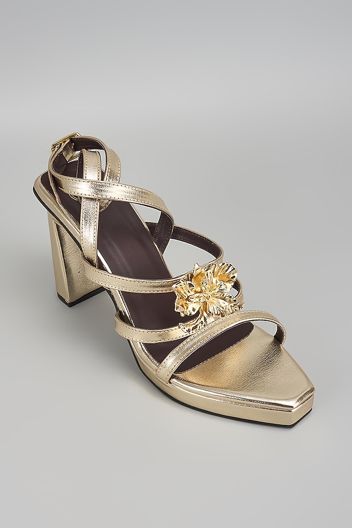 Gold Vegan Faux Leather Heels by Sana K Luxurious Footwear at Pernia's Pop Up Shop