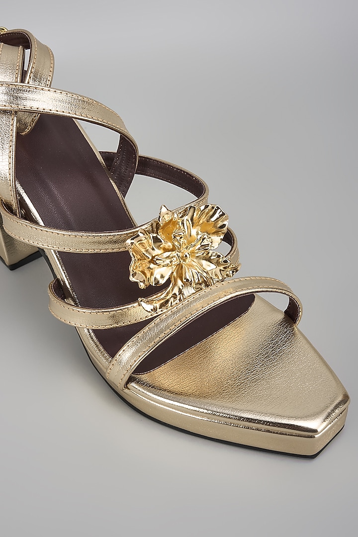 Gold Vegan Faux Leather Heels by Sana K Luxurious Footwear at Pernia's Pop Up Shop