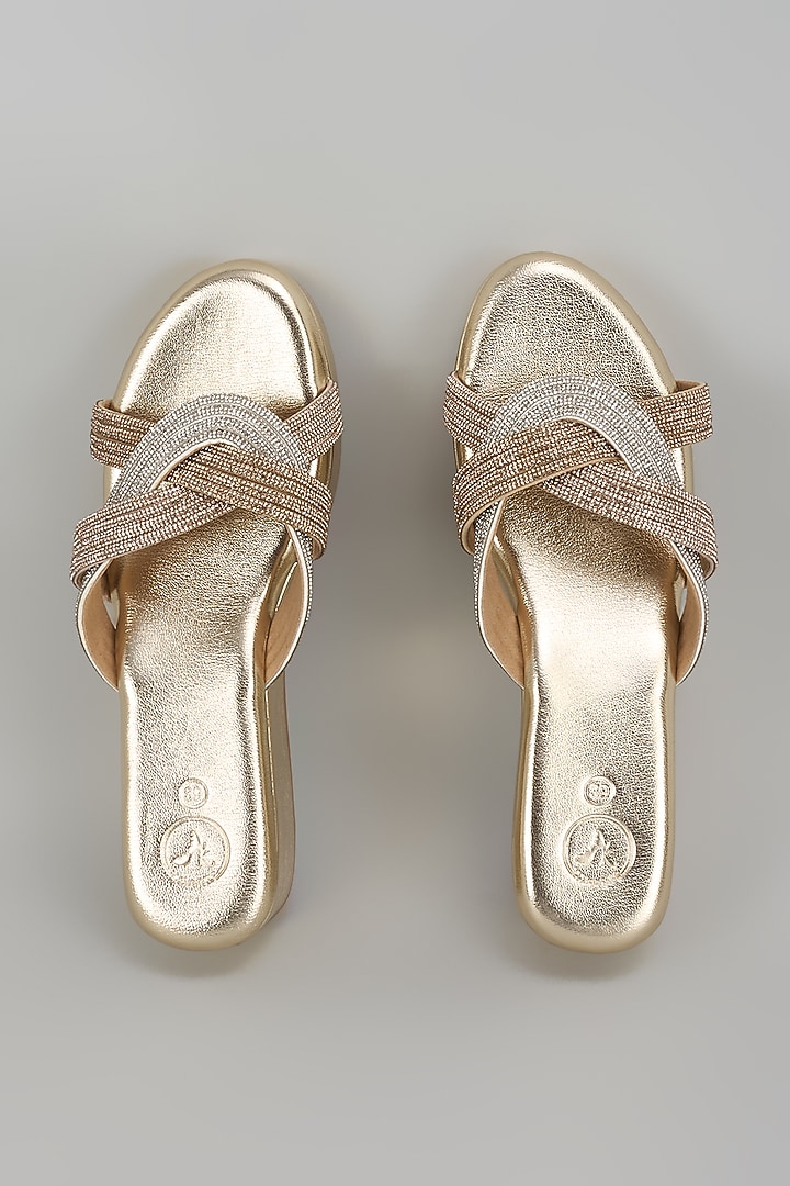 Gold Vegan Faux Leather Heels by Sana K Luxurious Footwear at Pernia's Pop Up Shop
