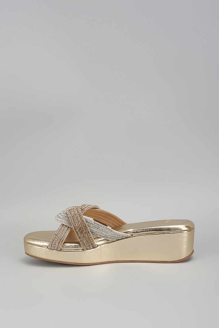 Gold Vegan Faux Leather Heels by Sana K Luxurious Footwear at Pernia's Pop Up Shop