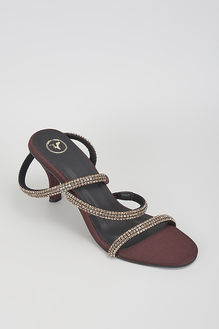 Brown Faux Leather Heels by Sana K Luxurious Footwear at Pernia's Pop Up Shop