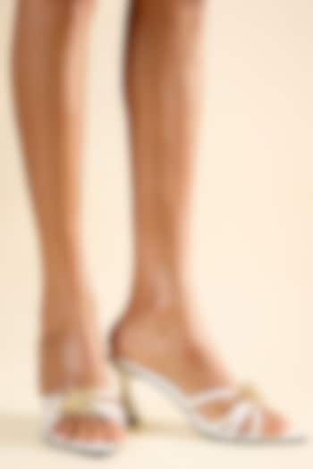 White Vegan Faux Leather Heels by Sana K Luxurious Footwear at Pernia's Pop Up Shop