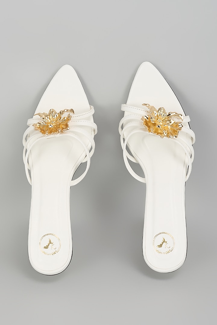White Vegan Faux Leather Heels by Sana K Luxurious Footwear at Pernia's Pop Up Shop